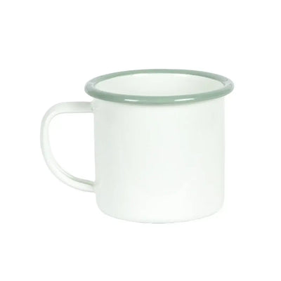 Mug - Enamel Off-White Light Green Rim 350ml - Enamel