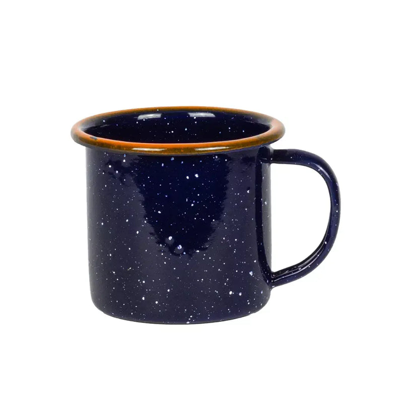 Mug - Enamel Speckled Blue Orange Rim 125ml - Enamel