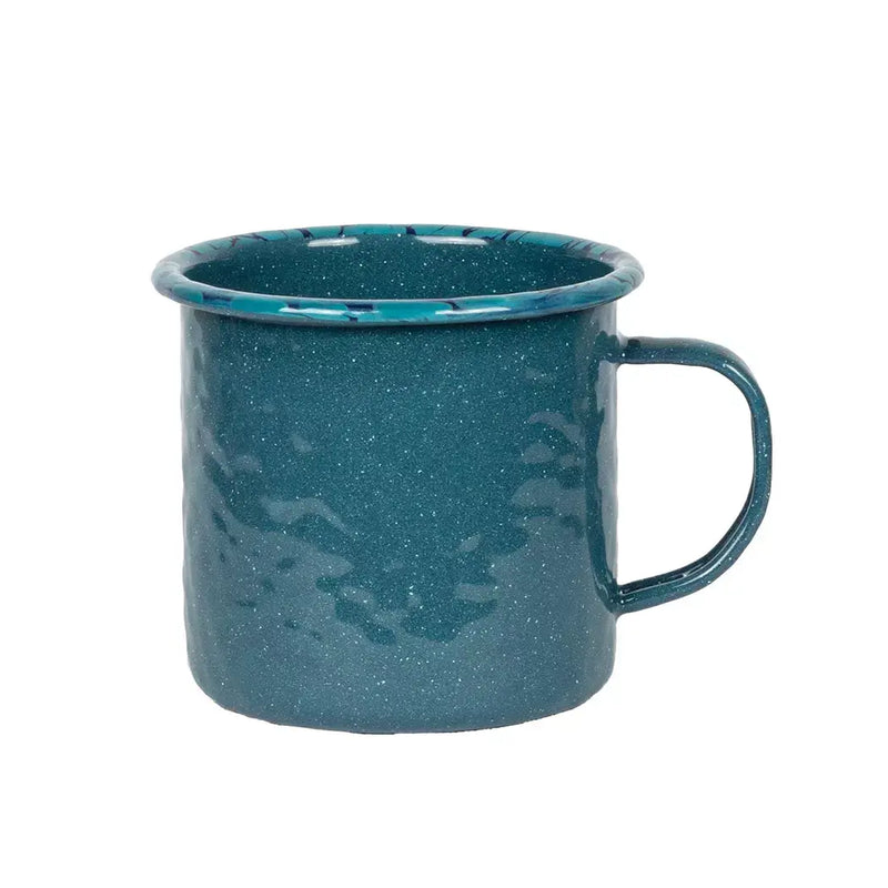 Mug - Enamel Teal Distressed Aqua Rim Large - Enamel
