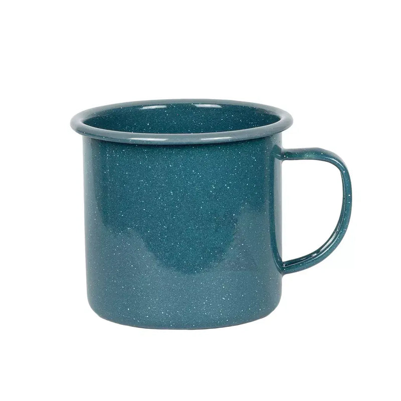 Mug - Enamel Teal Grey Rim Large - Enamel