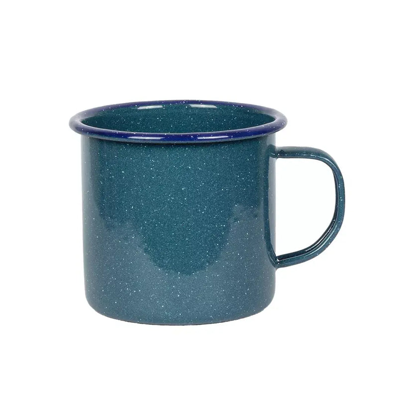 Mug - Enamel Teal Speckled Blue Rim Large - Enamel