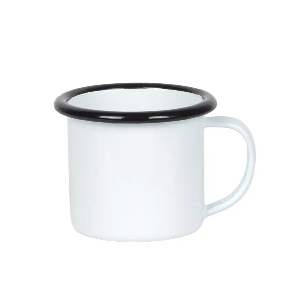 Mug - Enamel White Black Rim 125ml - Enamel