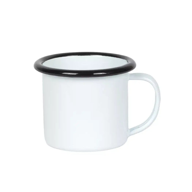 Mug - Enamel White Black Rim 125ml - Enamel