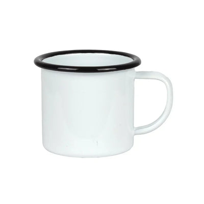 Mug - Enamel White Black Rim 375ml - Enamel