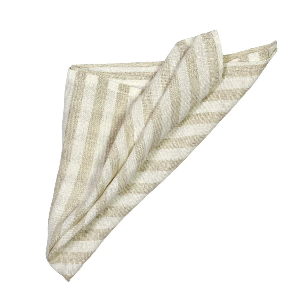 Napkin - Beige Striped Linen - Linen