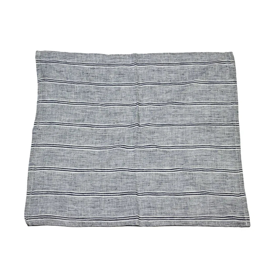 Napkin - Charcoal Striped Linen - Linen