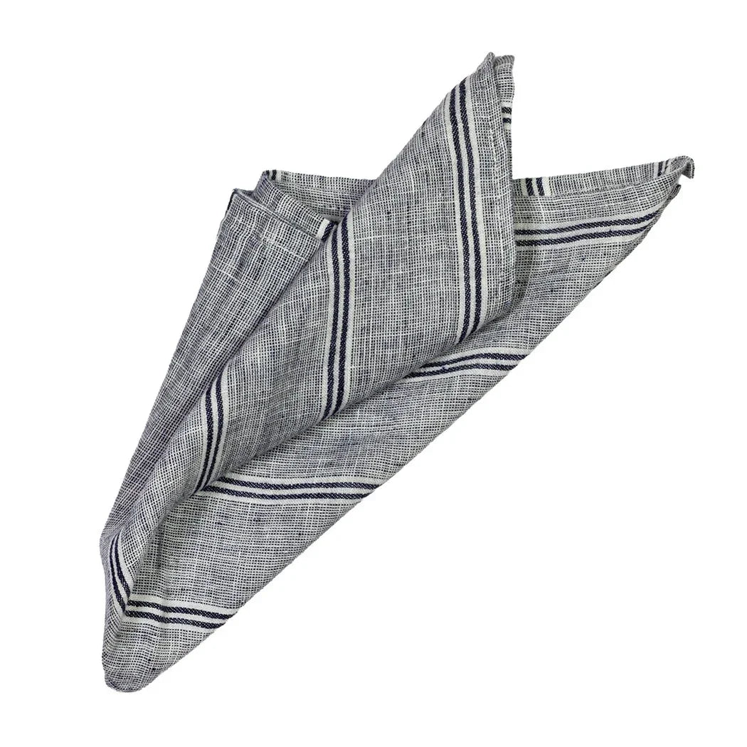 Napkin - Charcoal Striped Linen - Linen