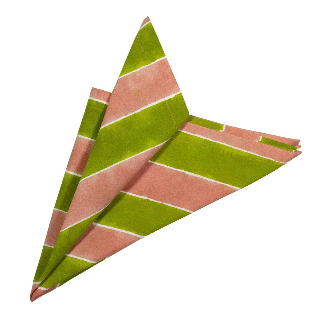 Napkin - Green &amp; Pink - Linen