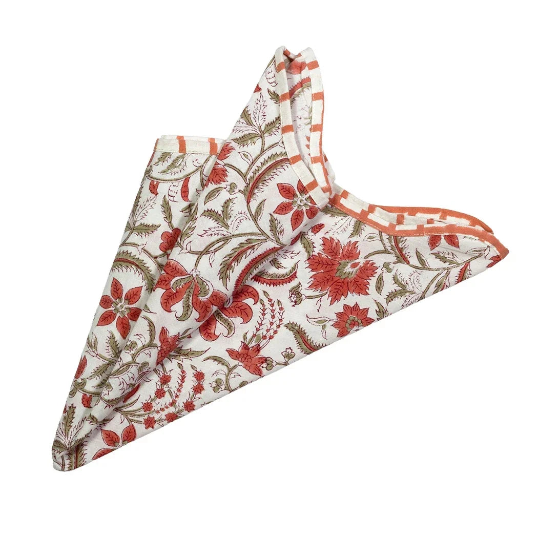 Napkin - Luscious Red Scalloped Edge - Linen