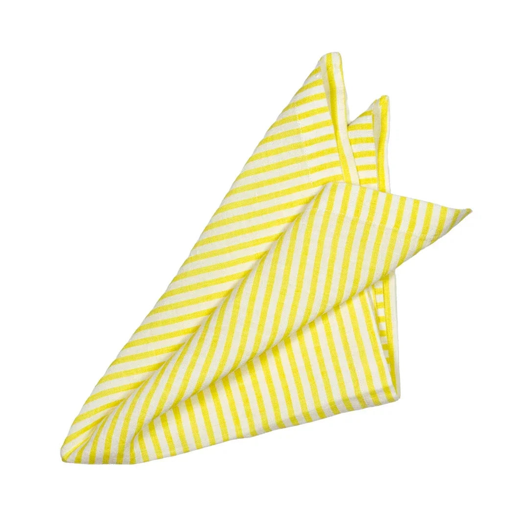 Napkin - Pinstripe Yellow Linen - Linen