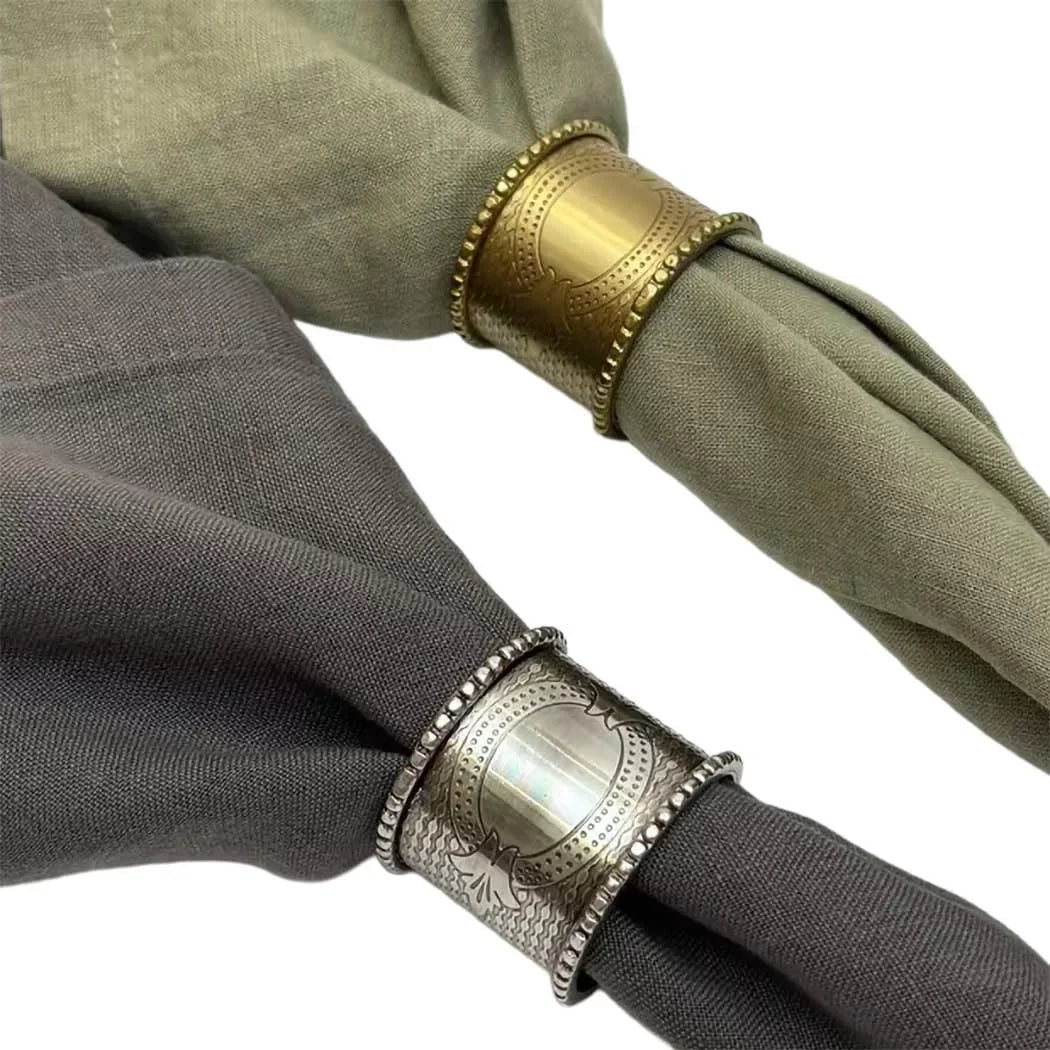 Napkin Ring - Brass Beaded - Metal