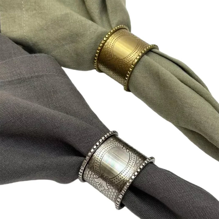 Napkin Ring - Brass Beaded - Metal