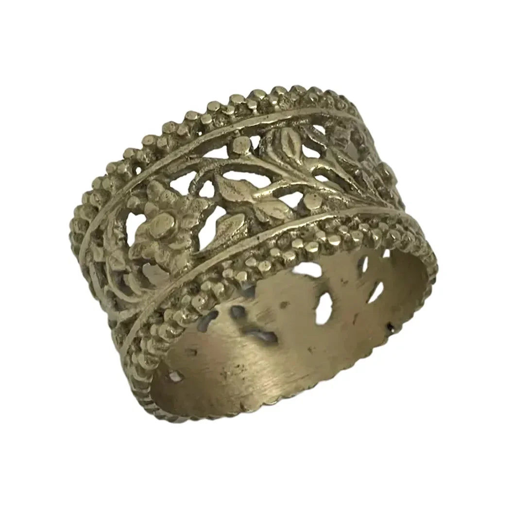 Napkin Ring - Brass Floral - Metal