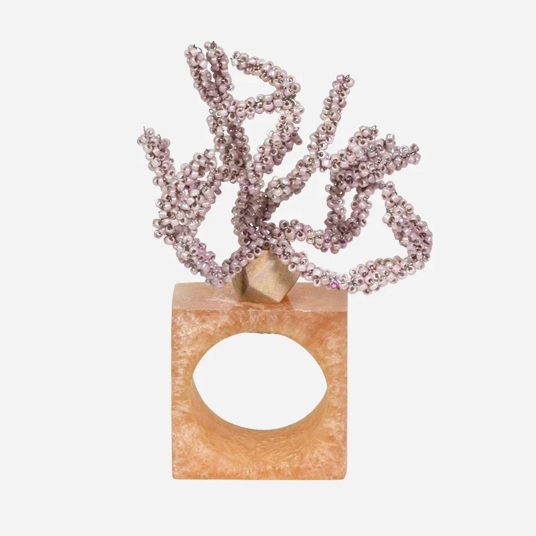 Napkin Ring - Pink Coral Beadwork - Beadwork