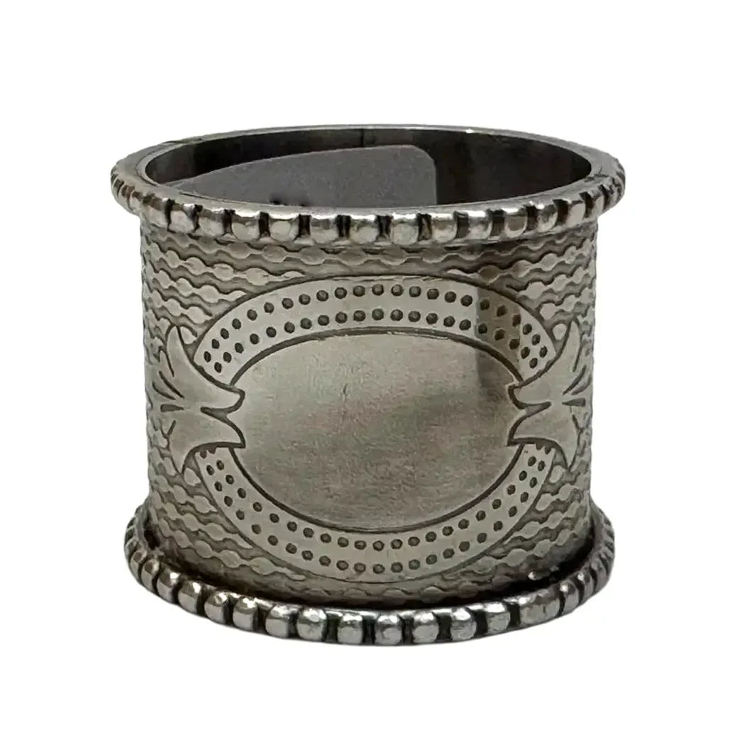 Napkin Ring - Silver Beaded - Metal