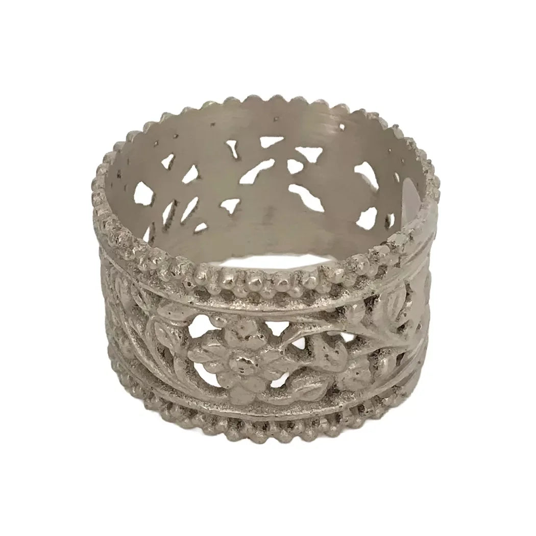 Napkin Ring - Silver Floral - Metal