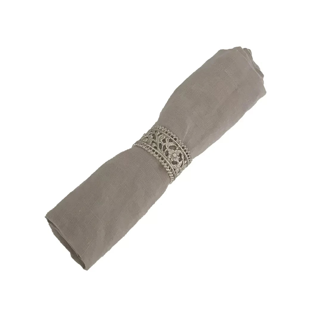 Napkin Ring - Silver Floral - Metal