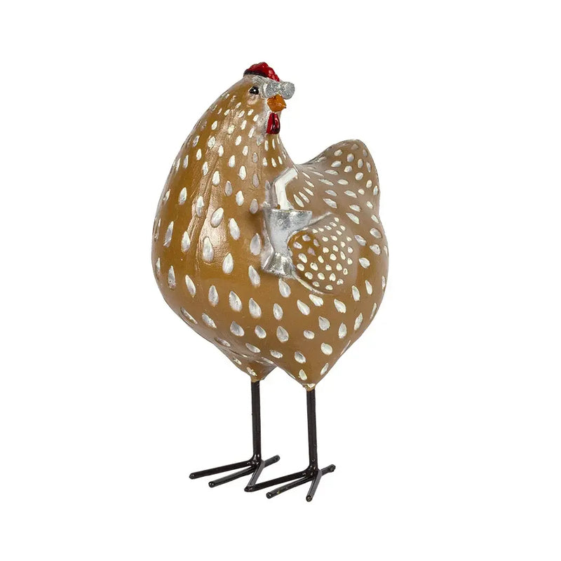 Ornament - Brown Shades Chicken 15cm - Resin