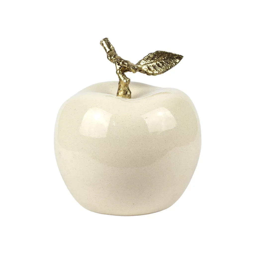 Ornament - Ceramic Apple Gold Leaf - Ceramic