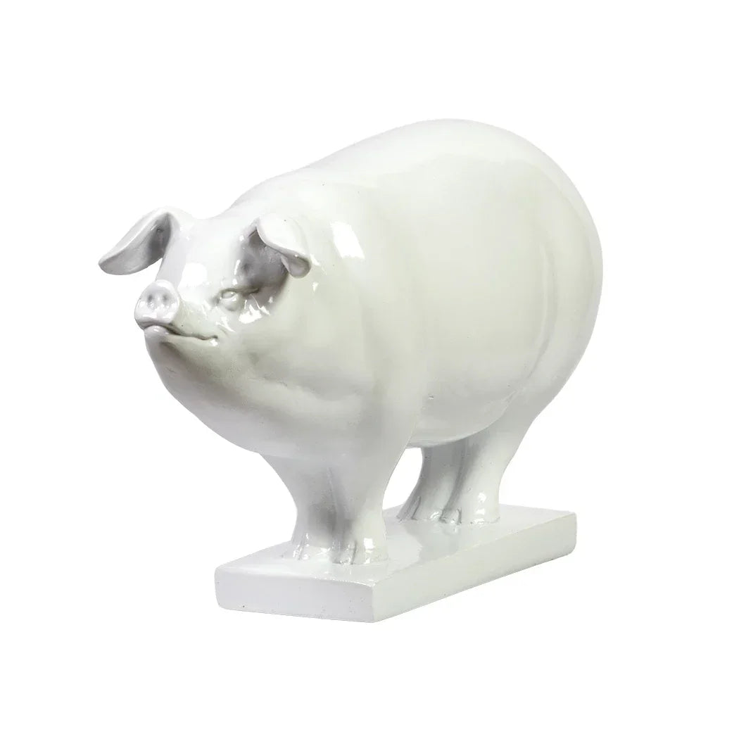 Ornament - Fat Pig White - Wood