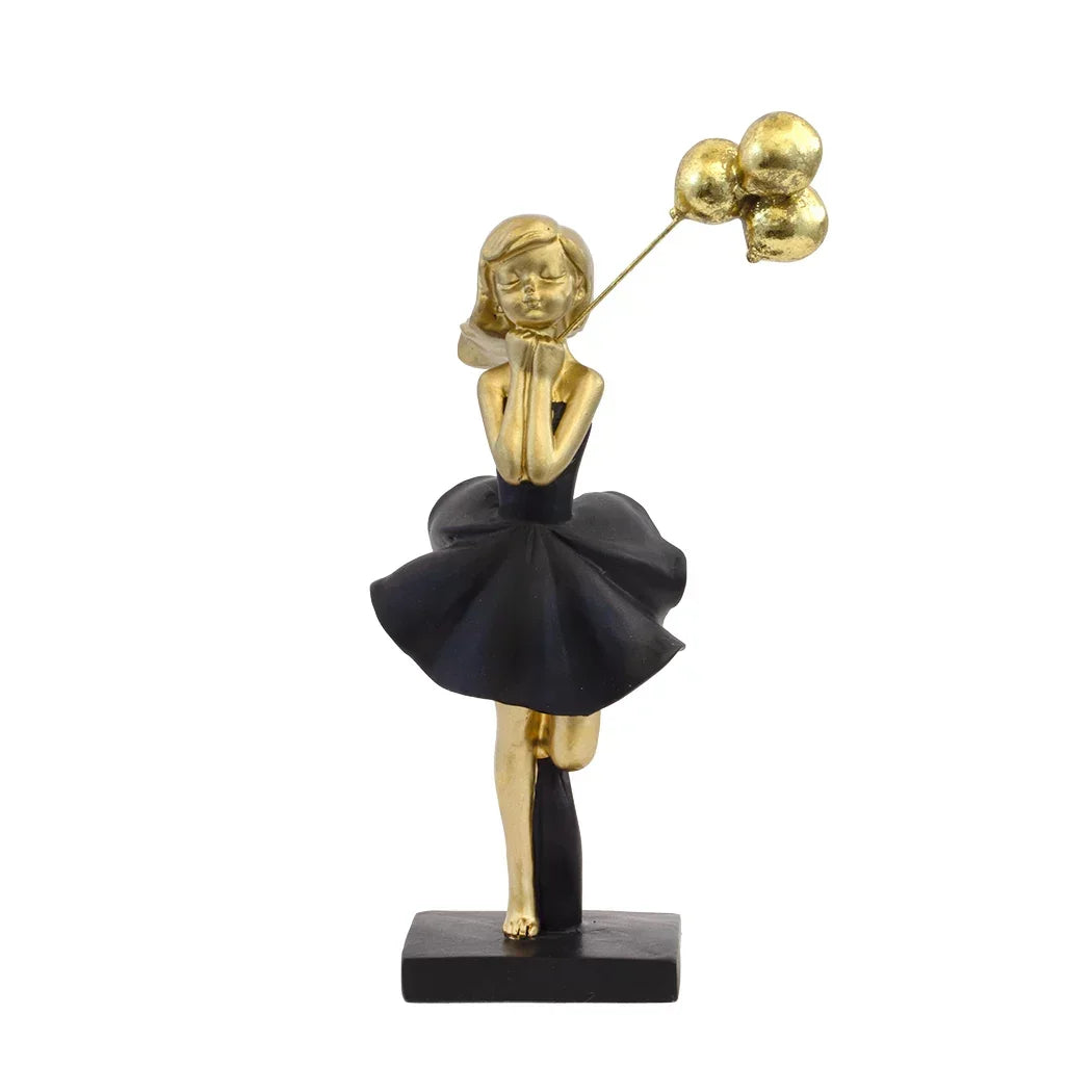 Ornament - Girl with Balloons Posing 21cm - Resin