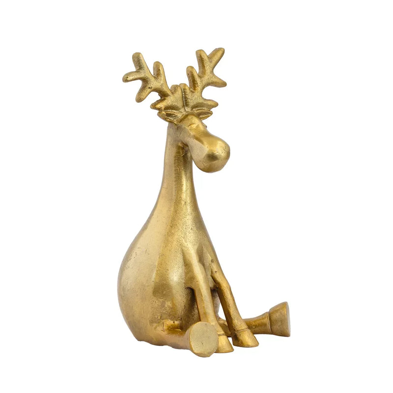 Ornament - Golden Seated Reindeer - Iron