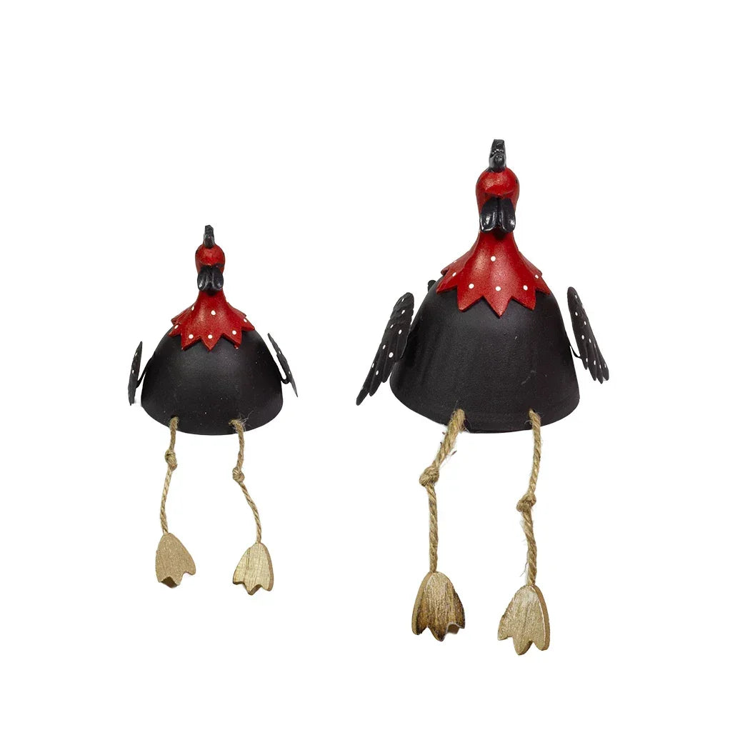 Ornament - Set of 2 Metal Chickens - Iron
