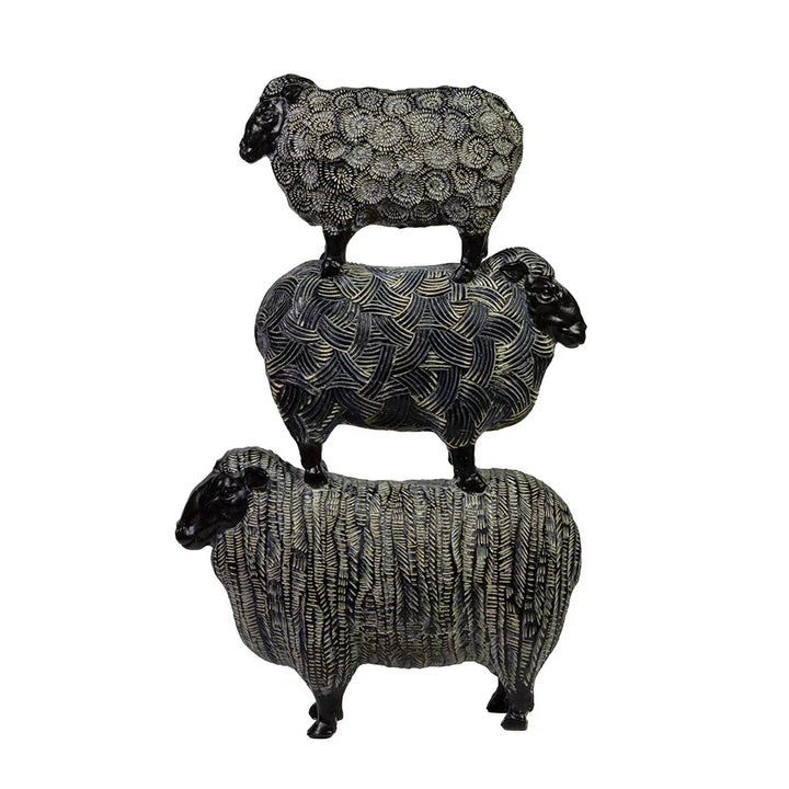 Ornament - Sheep Stack Black - Wood