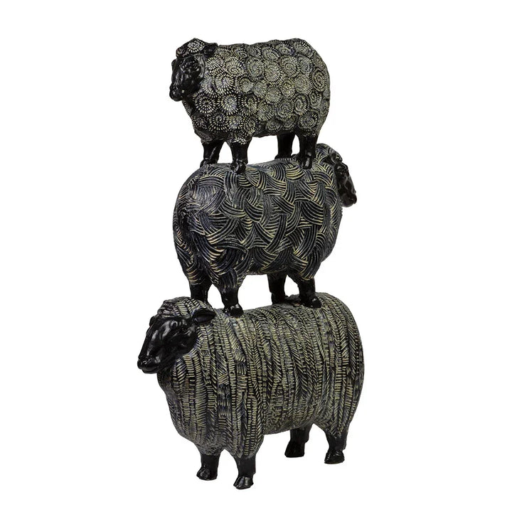 Ornament - Sheep Stack Black - Wood