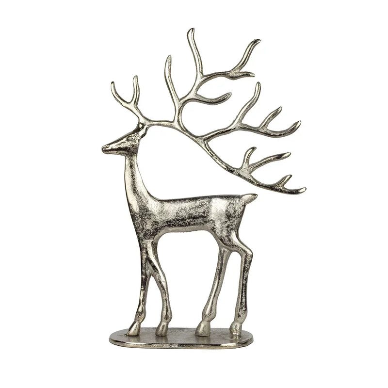 Ornament - Silver Deer 38.5cm - Iron