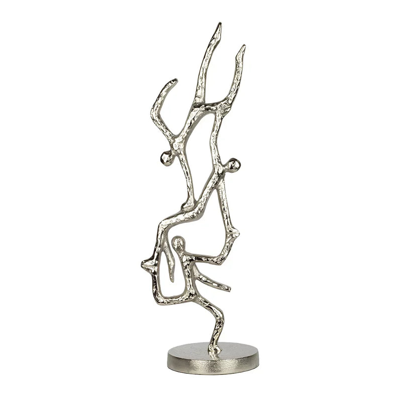 Ornament - Silver Stacked Acrobats 52cm - Pewter