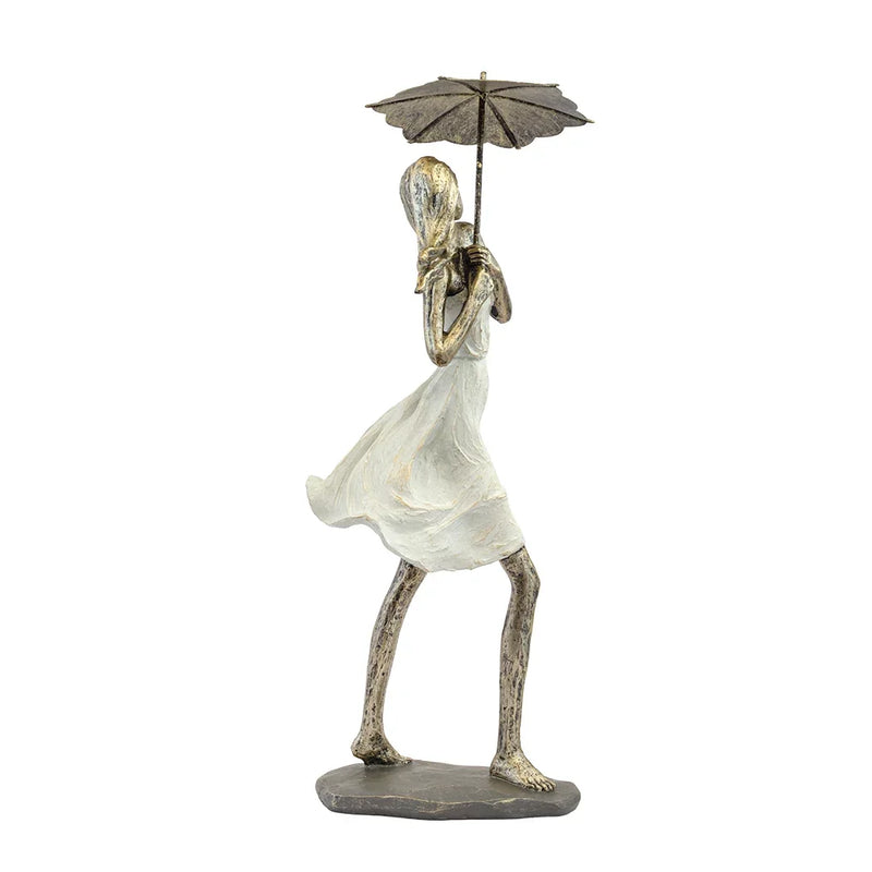 Ornament - Umbrella Lady White - Resin