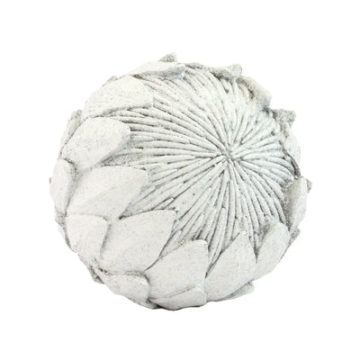 Ornament - White Protea Ball 13cm - Resin