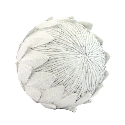 Ornament - White Protea Ball 18cm - Resin
