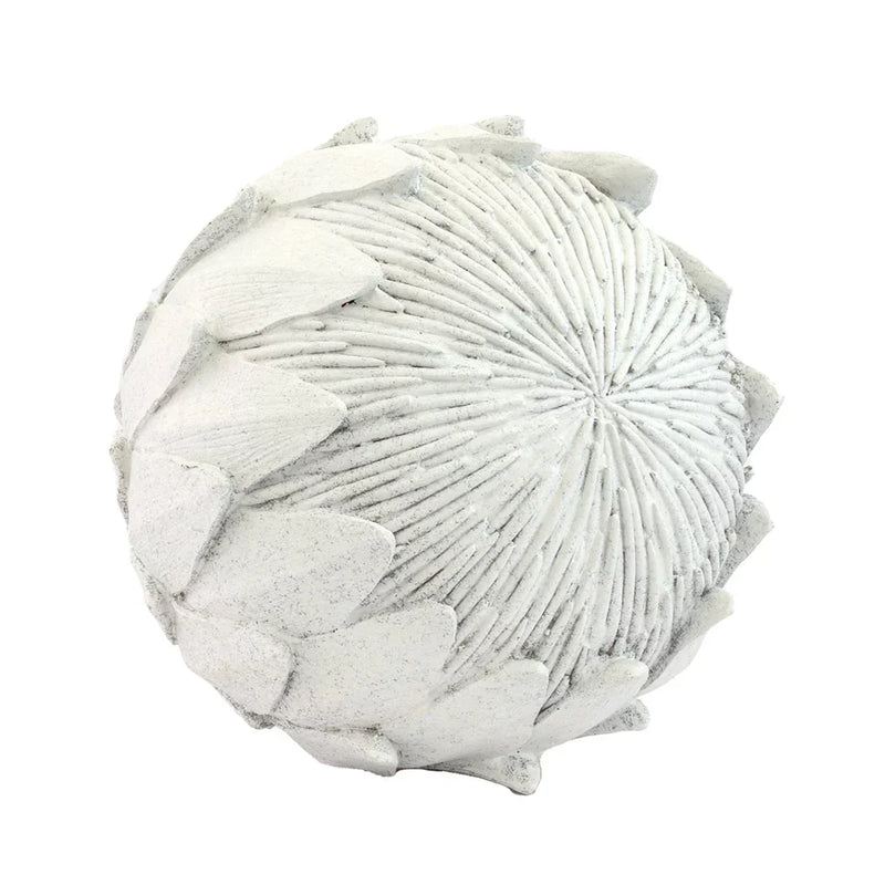 Ornament - White Protea Ball 18cm - Resin