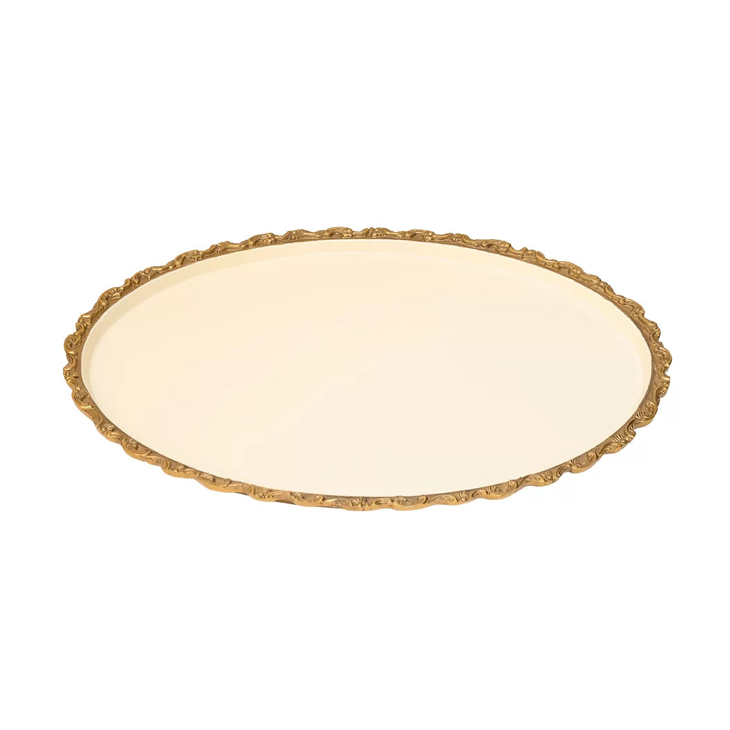 Tray - Brass &amp; Enamel Cream Oval XL