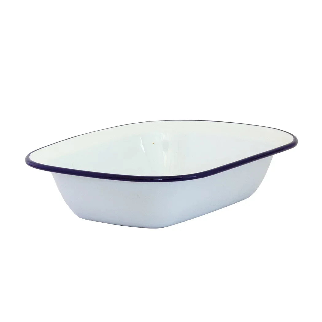 Pie Dish -Enamel Blue &amp; White 24cm - Enamel