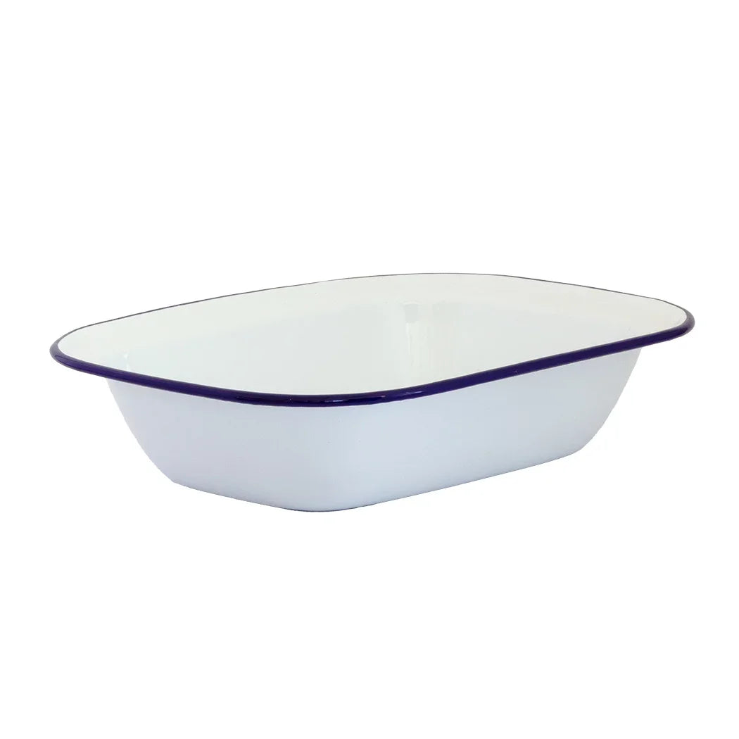 Pie Dish -Enamel Blue &amp; White 28cm - Enamel