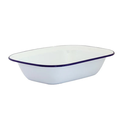 Pie Dish -Enamel Blue & White 28cm - Enamel