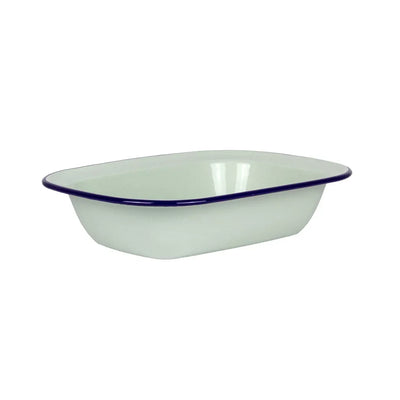 Pie Dish - Enamel Duckegg Blue Rim 26cm - Enamel