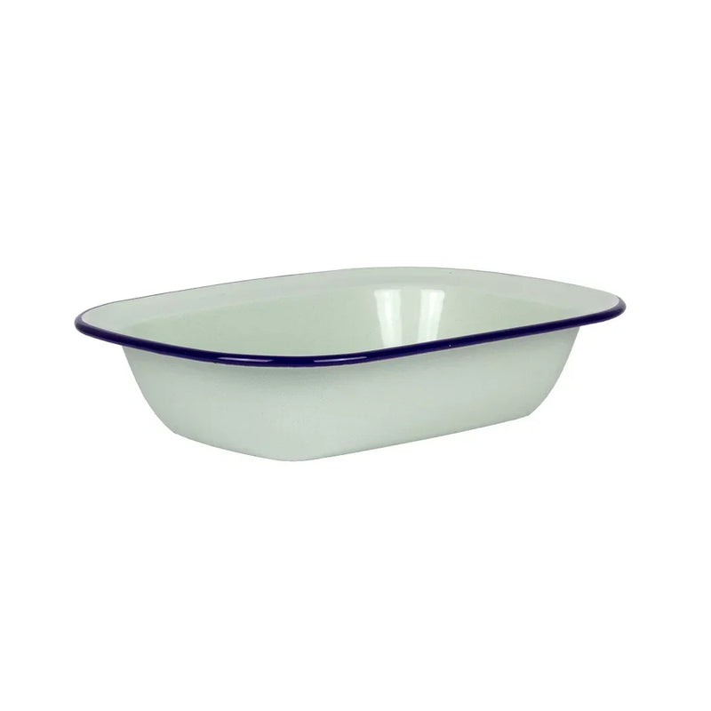 Pie Dish - Enamel Duckegg Blue Rim 26cm - Enamel