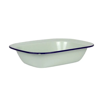 Pie Dish - Enamel Duckegg Blue Rim 28cm - Enamel