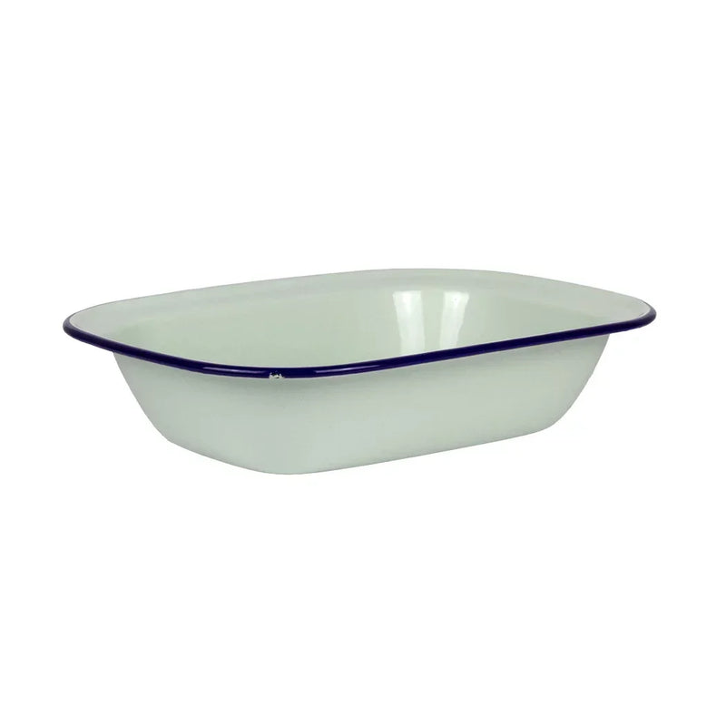 Pie Dish - Enamel Duckegg Blue Rim 28cm - Enamel
