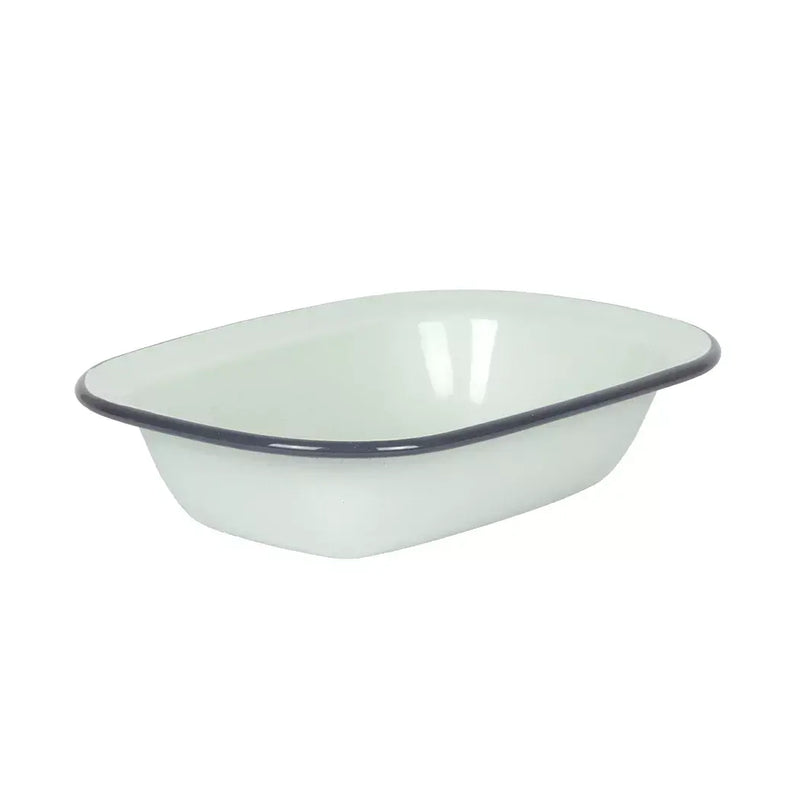 Pie Dish - Enamel Duckegg Grey Rim 20cm - Enamel