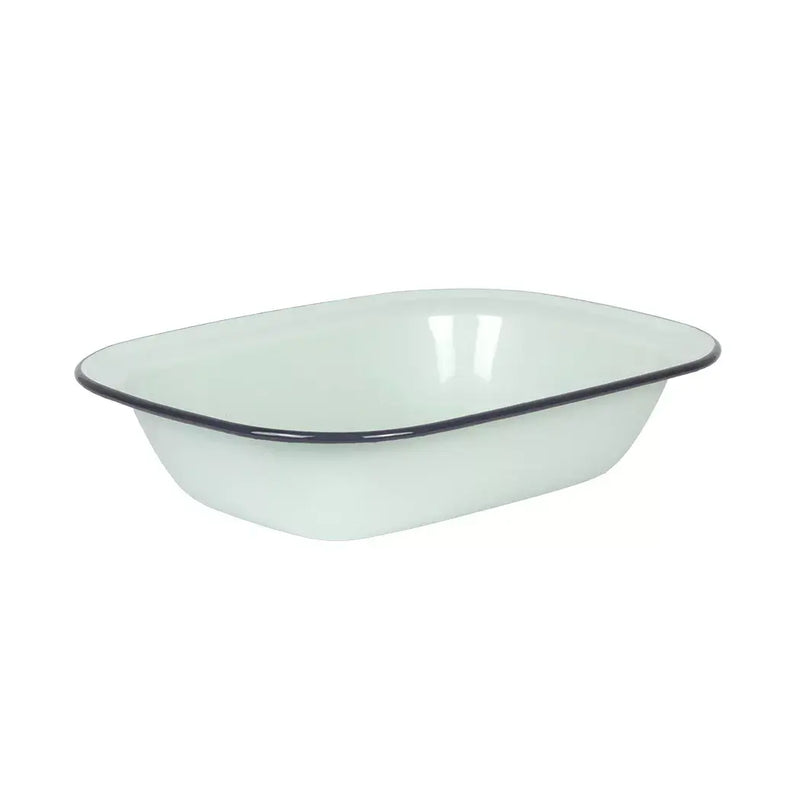 Pie Dish - Enamel Duckegg Grey Rim 27.5cm - Enamel