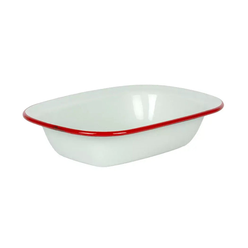 Pie Dish - Enamel Duckegg Red Rim 20cm - Enamel