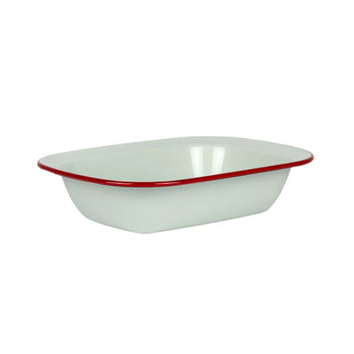 Pie Dish - Enamel Duckegg Red Rim 26cm - Enamel