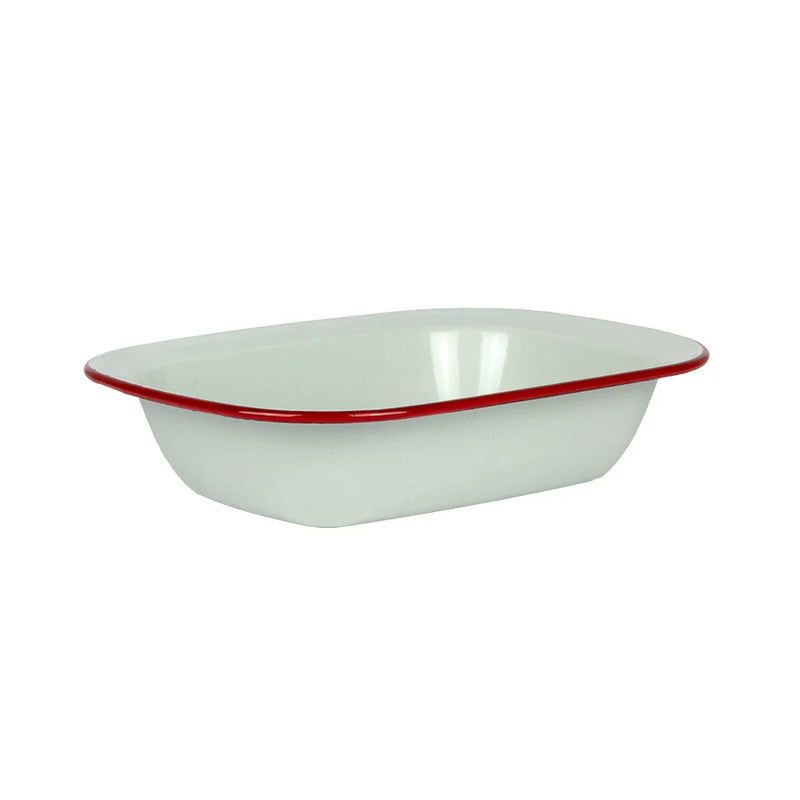 Pie Dish - Enamel Duckegg Red Rim 26cm - Enamel
