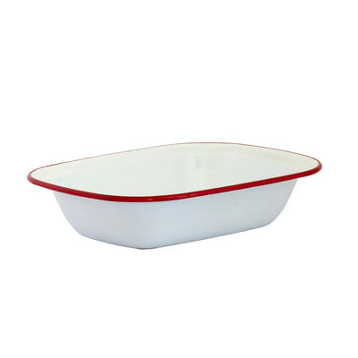 Pie Dish -Enamel Red & White 26cm - Enamel