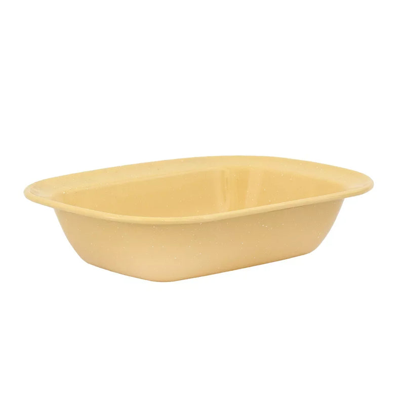 Pie Dish - Enamel Yellow Speckled 24cm - Enamel